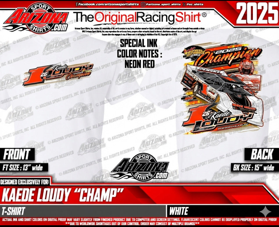 White Kaede Loudy Southern Nationals Champion Short Sleeve Tee